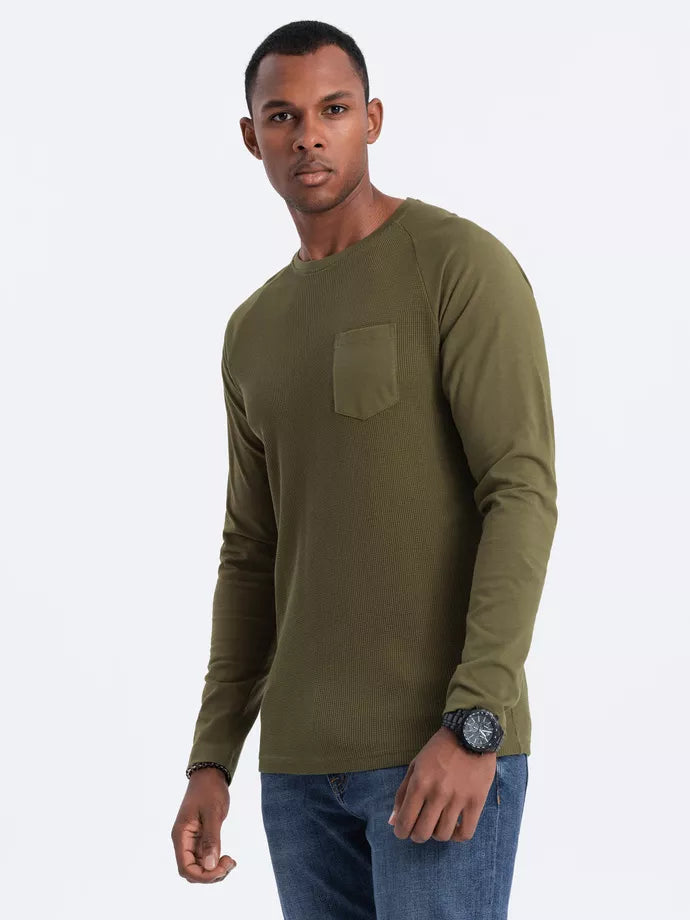 Men's khaki long-sleeved shirt Doug