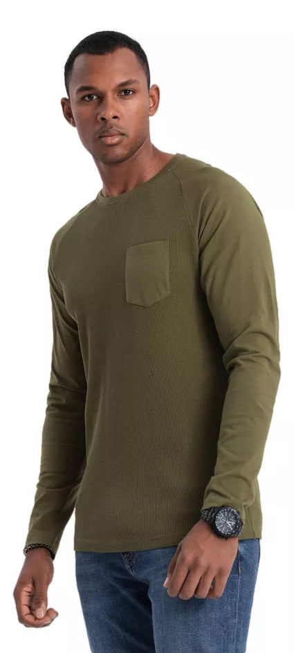Men's khaki long-sleeved shirt Doug