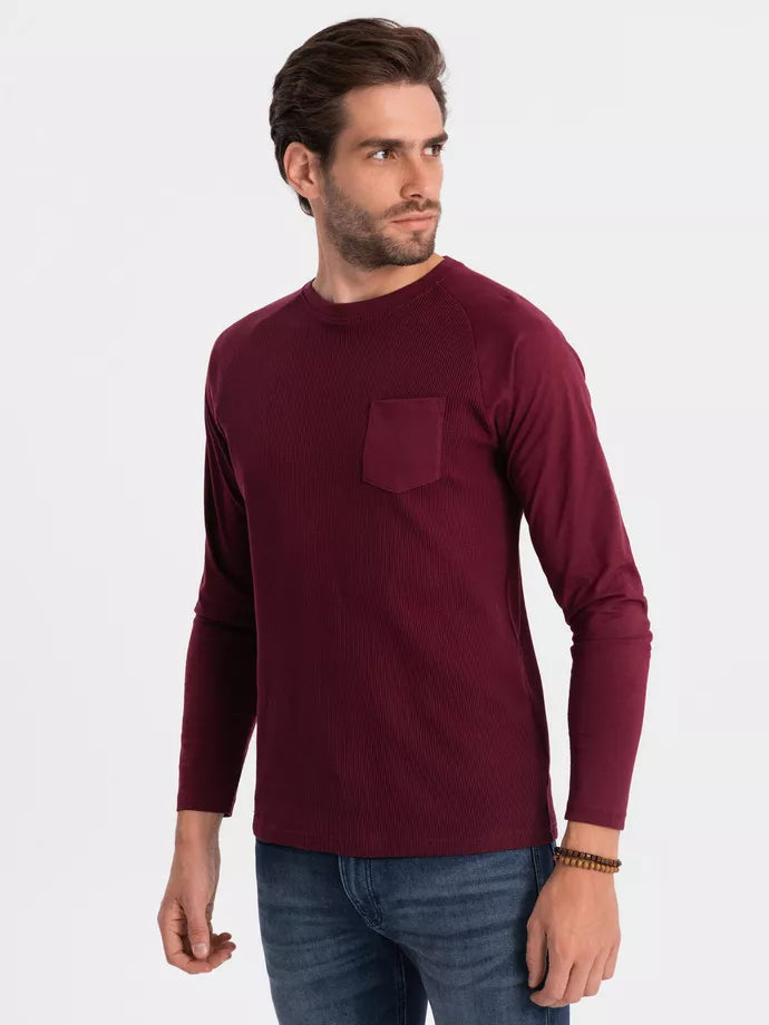 Men's burgundy long-sleeved shirt Doug