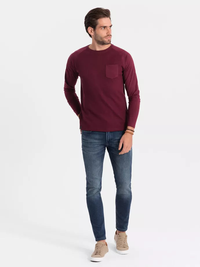 Men's burgundy long-sleeved shirt Doug