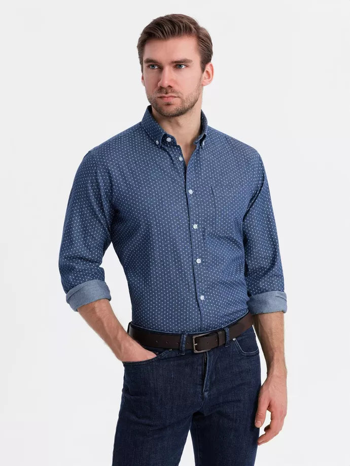Men's dark blue shirt Aiden