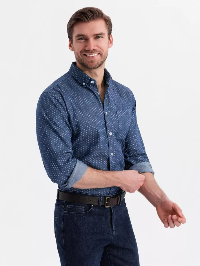 Men's dark blue shirt Aiden