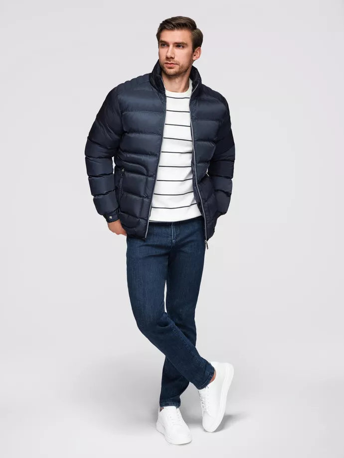 Men's quilted navy blue jacket Wudi
