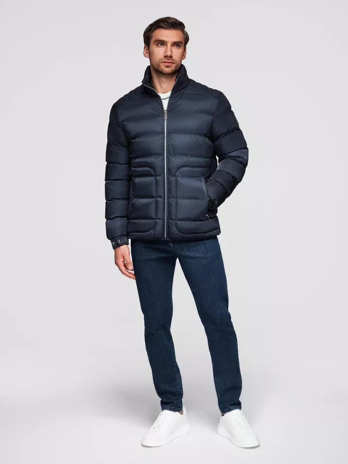 Men's quilted navy blue jacket Wudi
