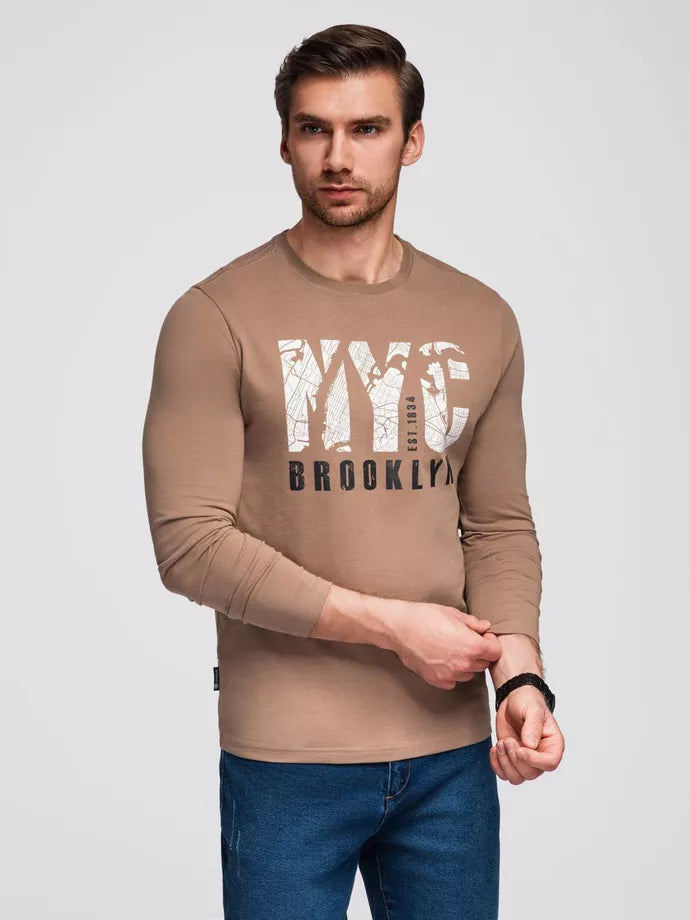 Men's brown long-sleeved shirt Nyc