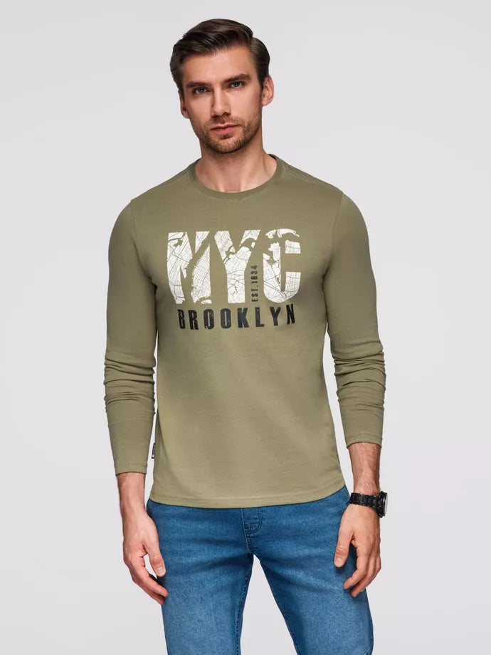 Men's khaki long sleeve shirt Nyc