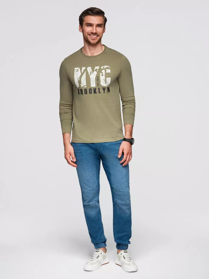 Men's khaki long sleeve shirt Nyc