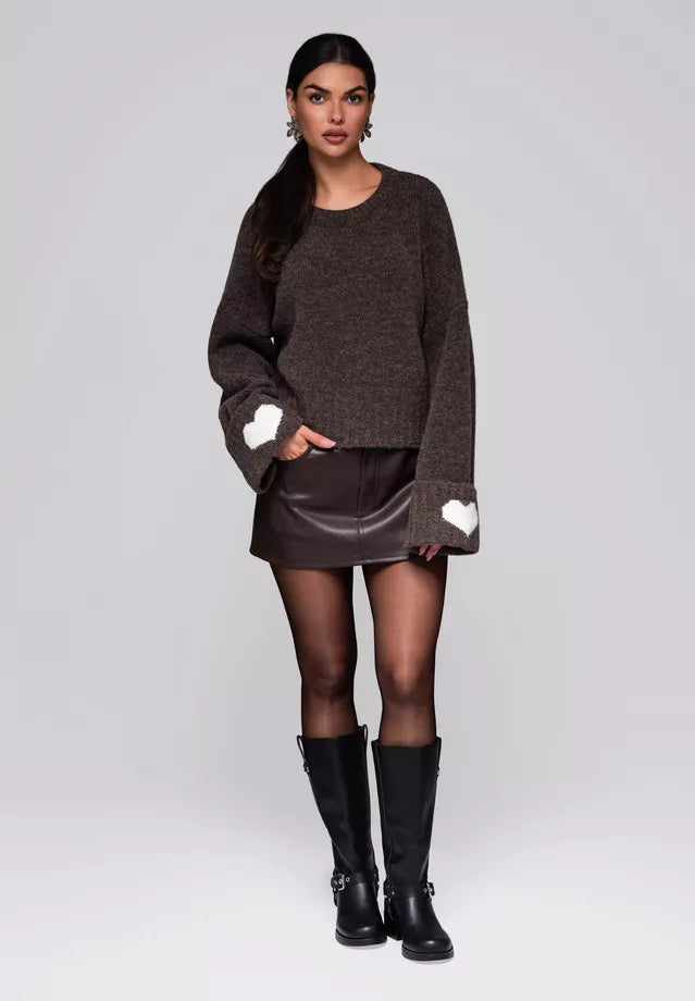 Women's brown sweater Heart