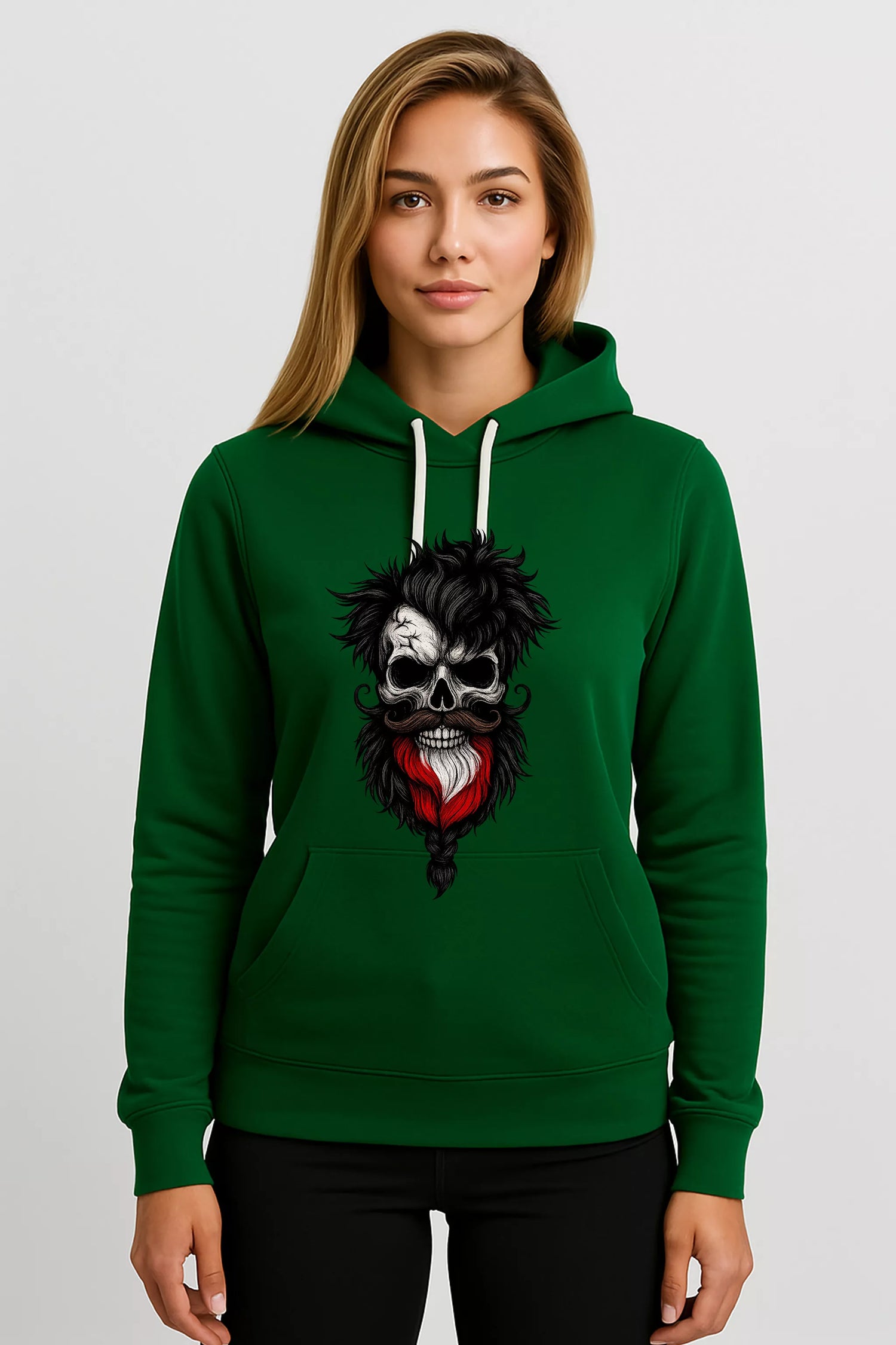 Women's green sweater Poland skull