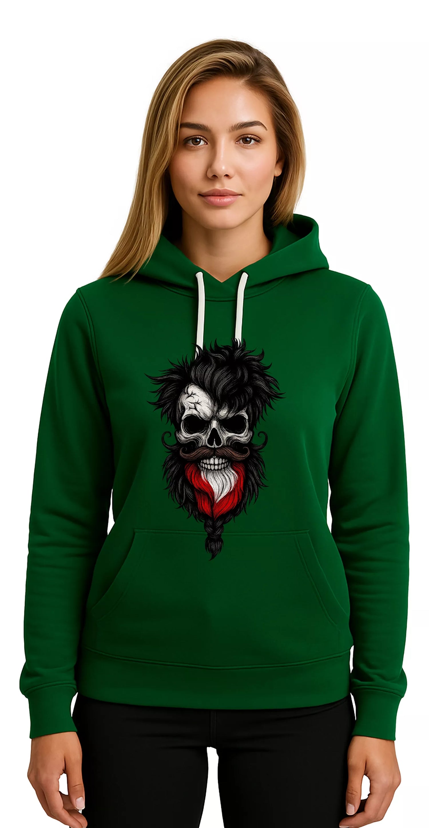 Women's green sweater Poland skull