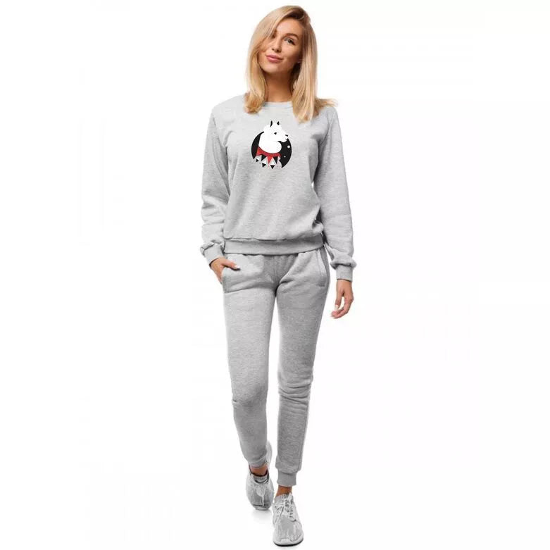 Light gray women's sweatshirt without a hood Lama