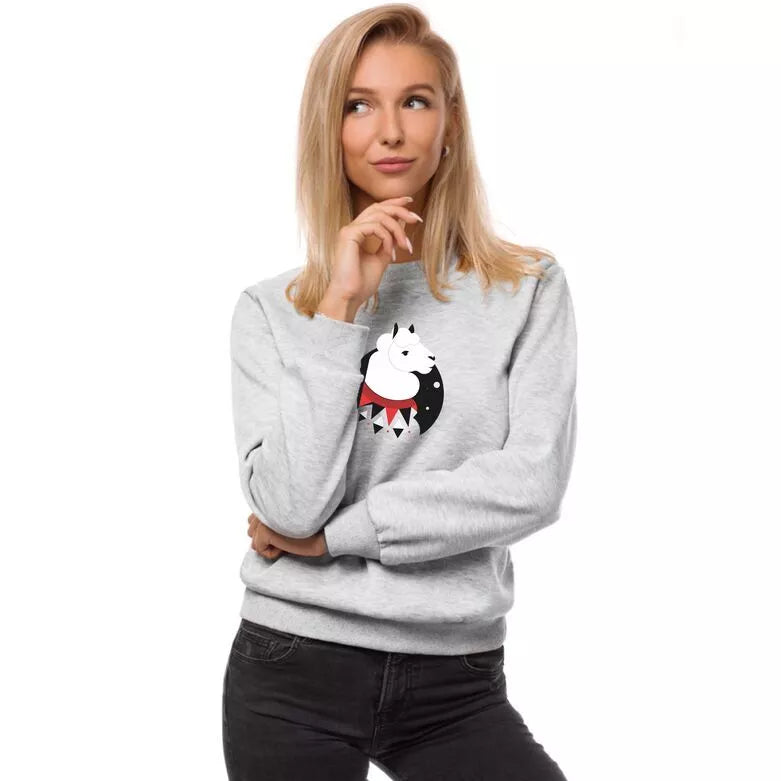 Light gray women's sweatshirt without a hood Lama