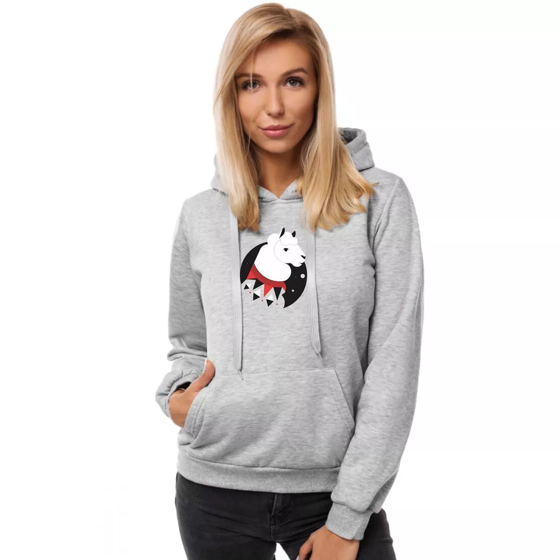 Light gray women's Llama hoodie