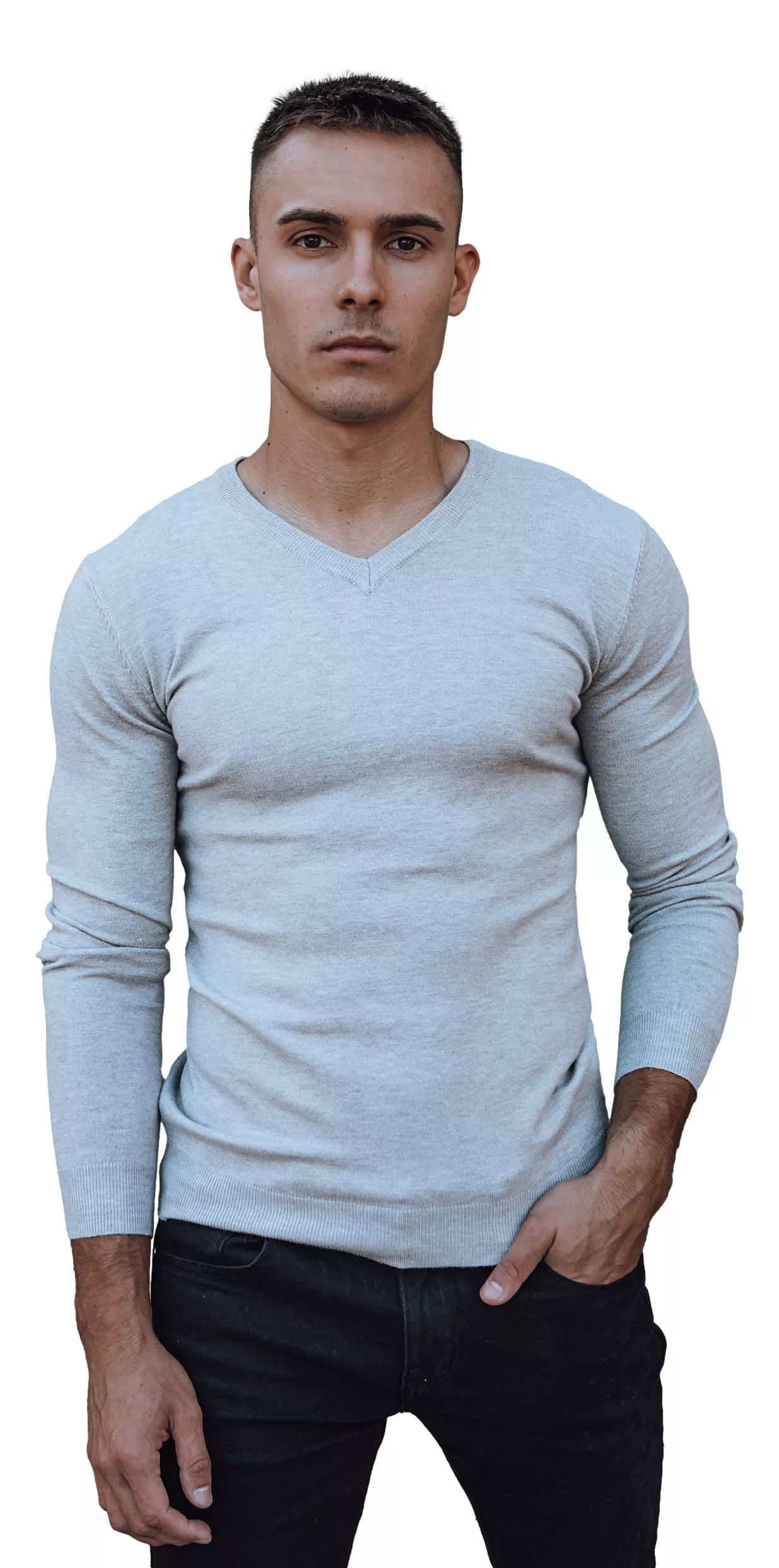 Light gray men's sweater Henri