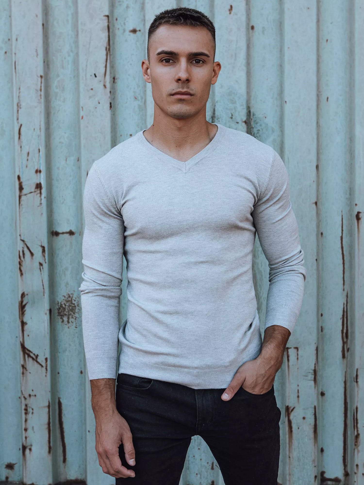 Light gray men's sweater Henri