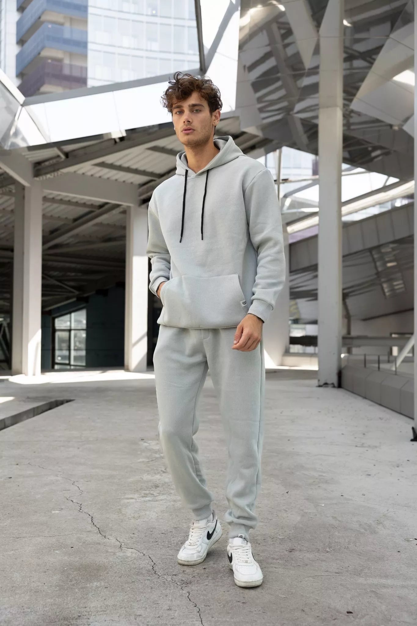 Light Grey Men's Hoodie Set Agero