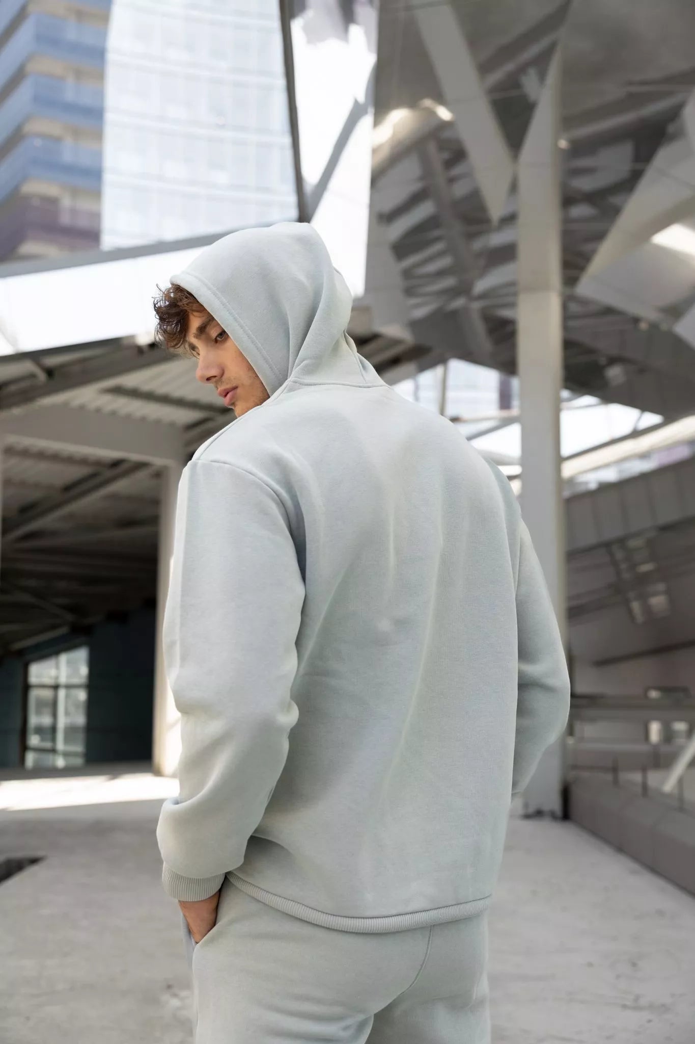 Light Grey Men's Hoodie Set Agero