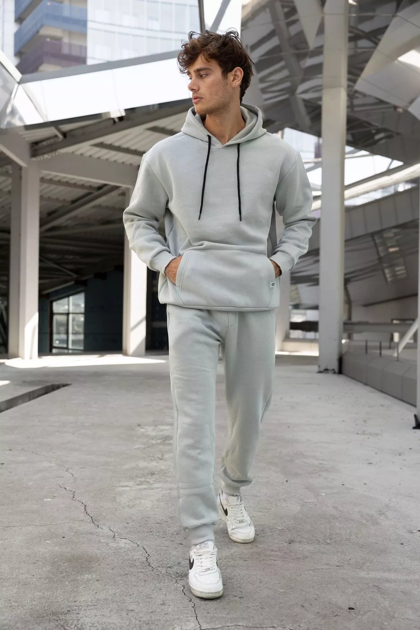 Light Grey Men's Hoodie Set Agero