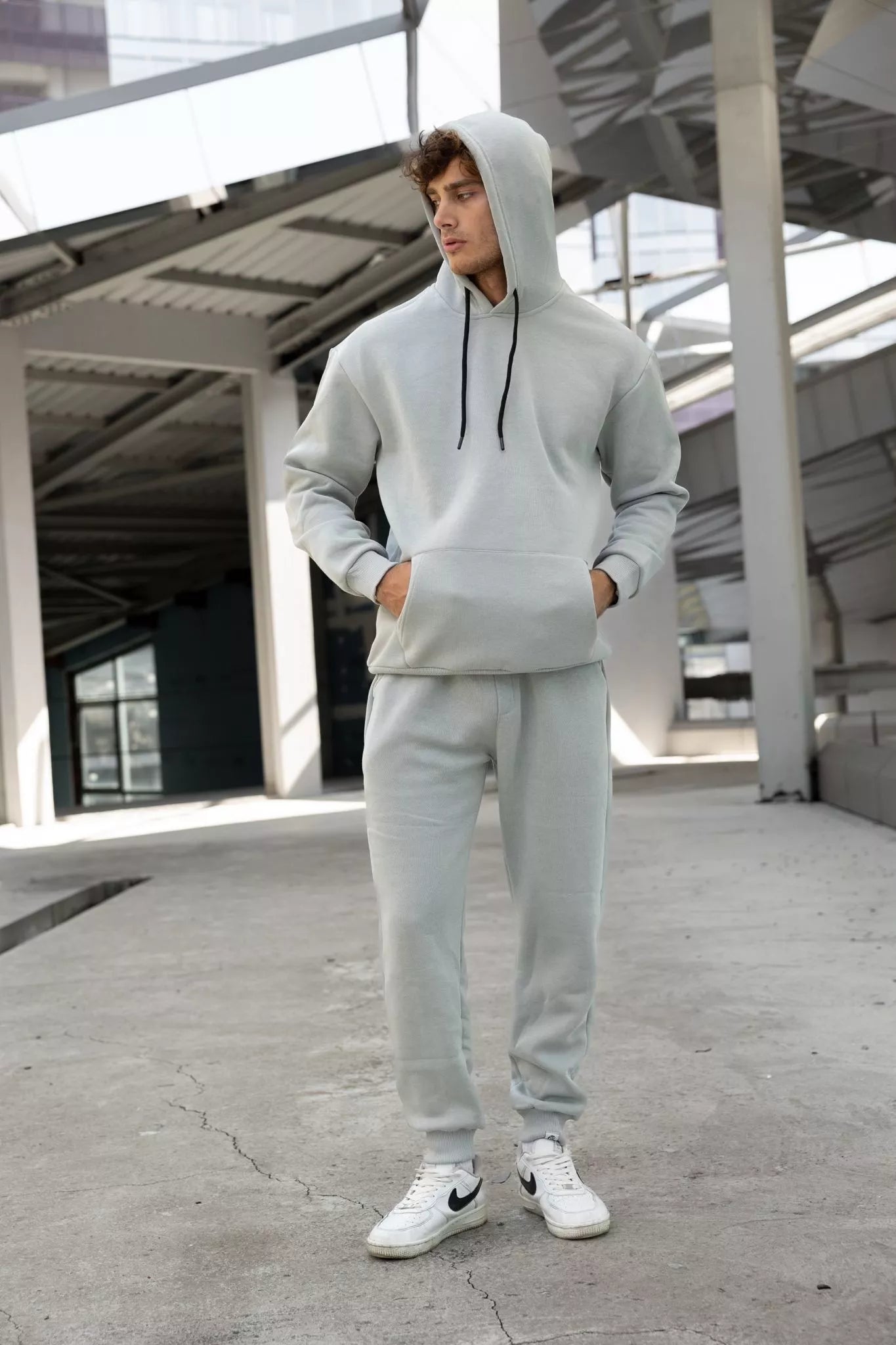 Light Grey Men's Hoodie Set Agero