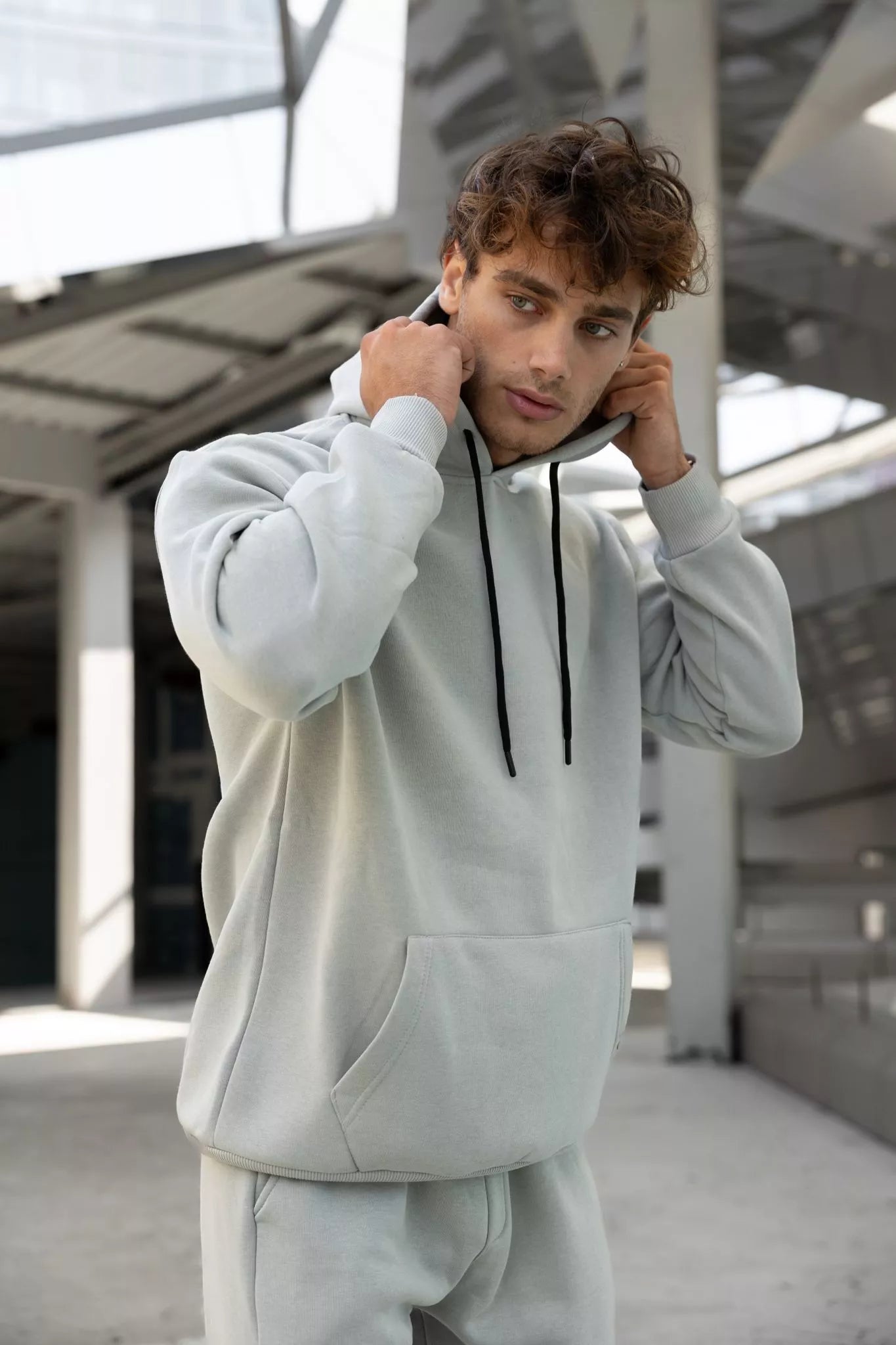 Light Grey Men's Hoodie Set Agero