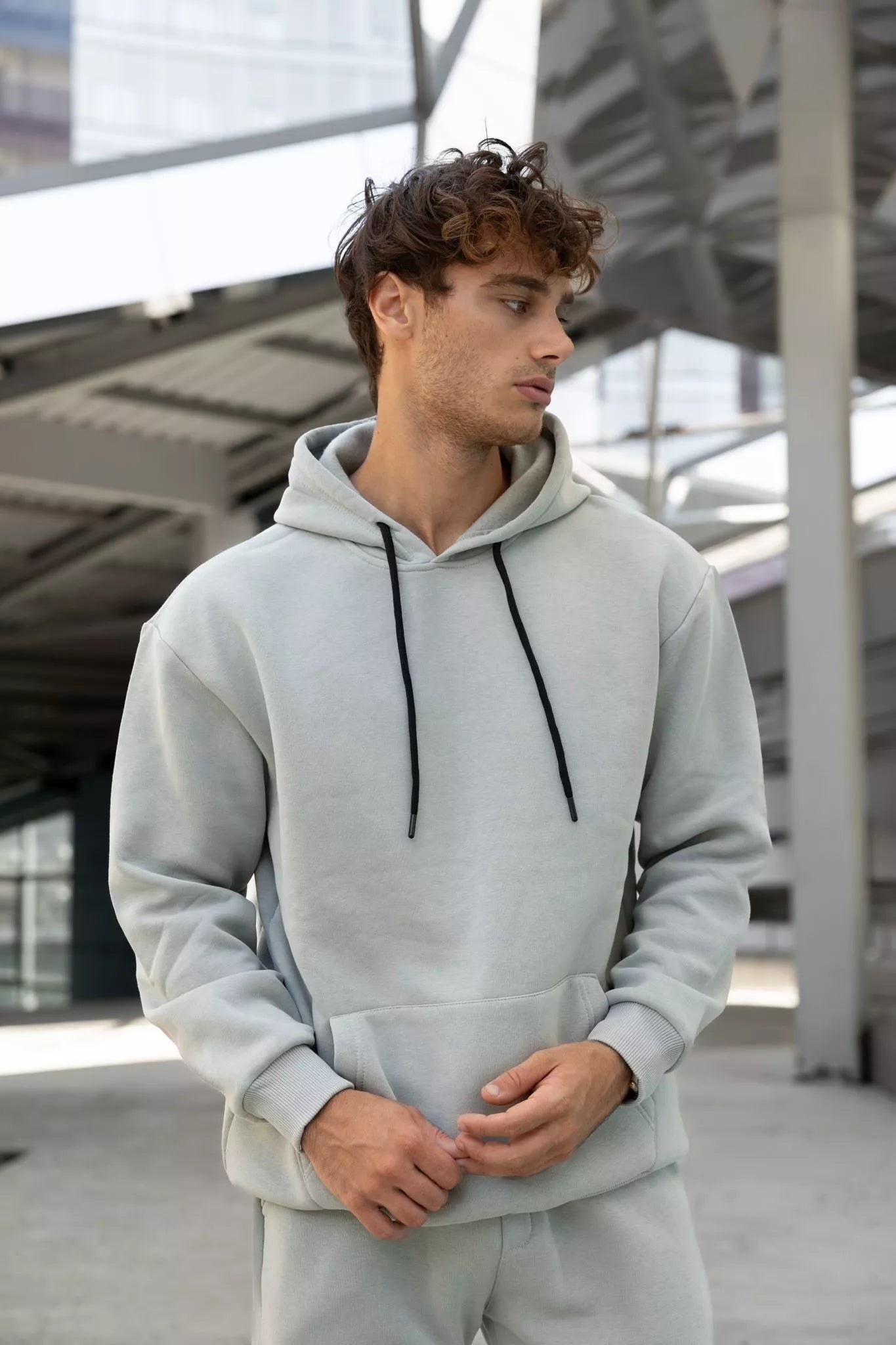 Light Grey Men's Hoodie Set Agero