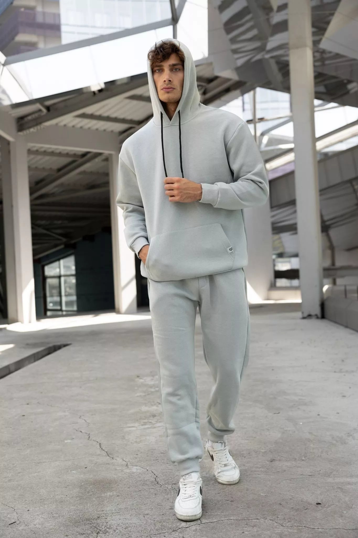 Light Grey Men's Hoodie Set Agero