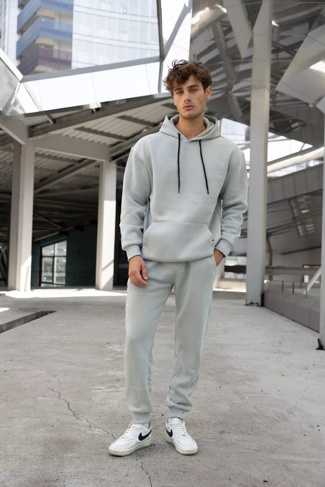 Light Grey Men's Hoodie Set Agero