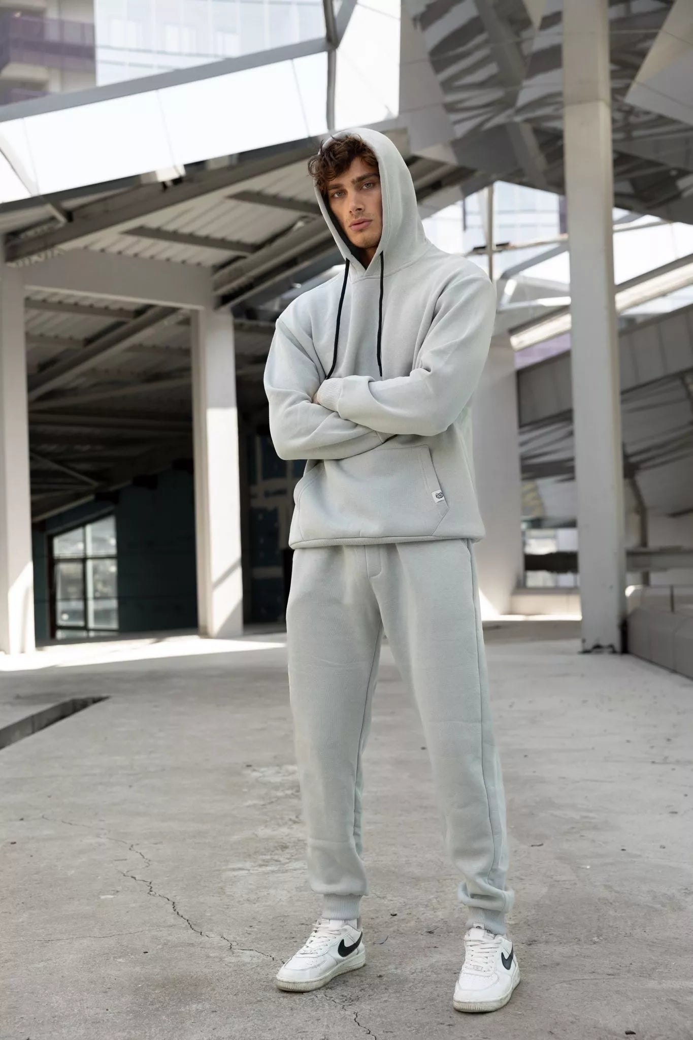Light Grey Men's Hoodie Set Agero
