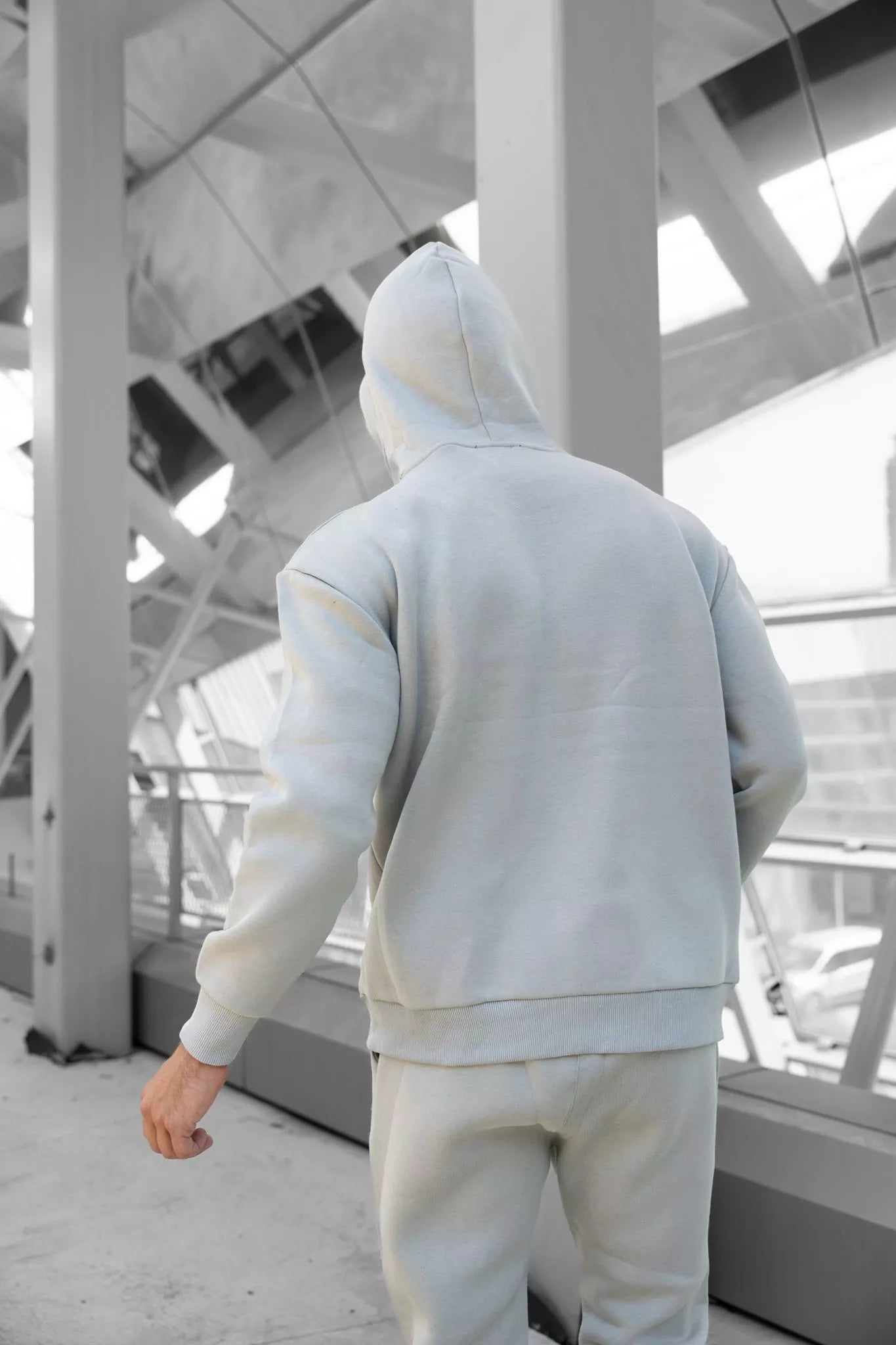 Light grey men's hooded tracksuit Zipos