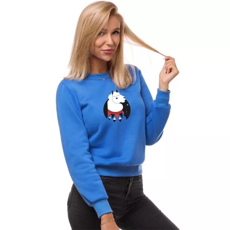 Light blue women's sweatshirt without a hood Lama