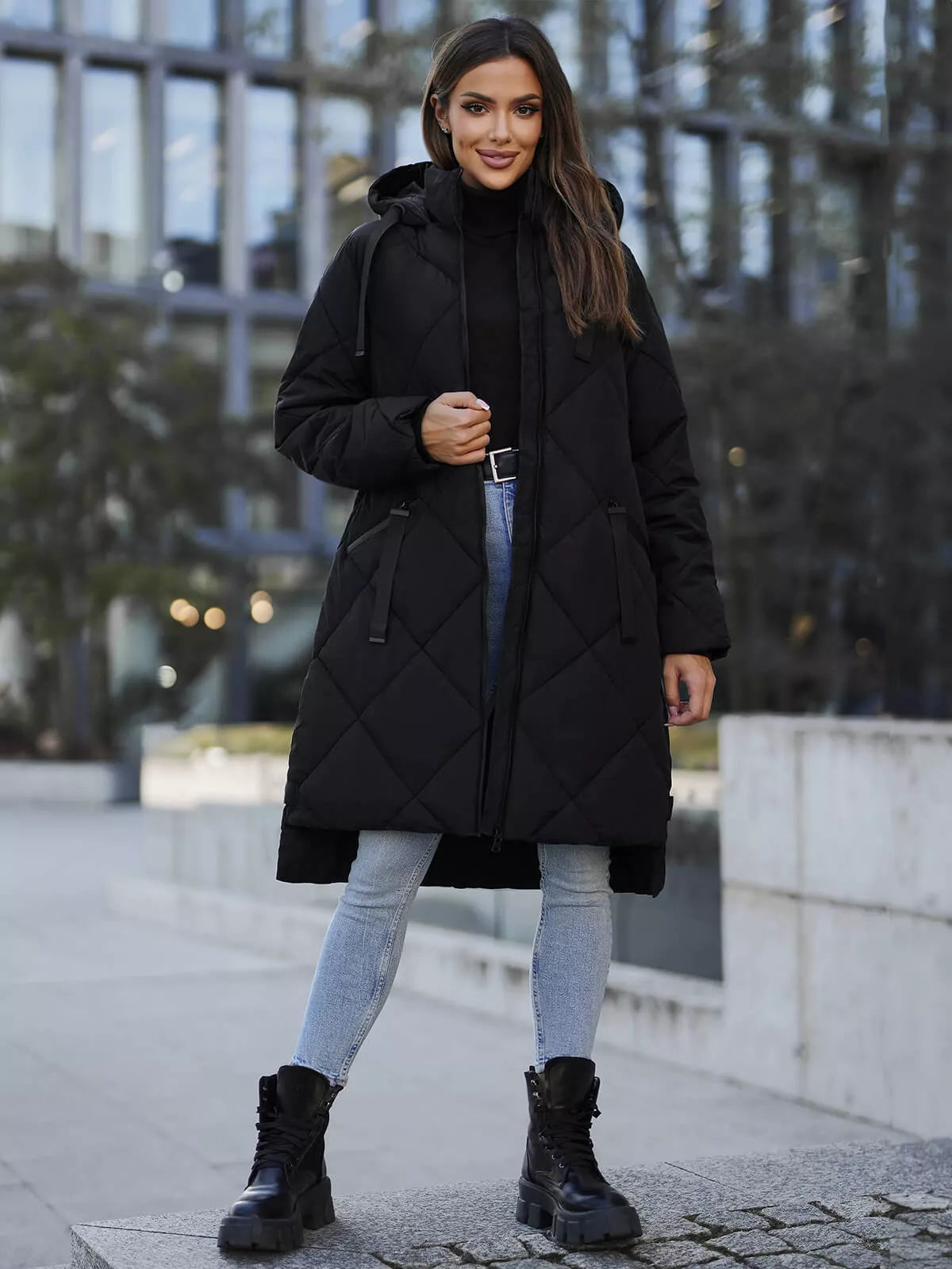 Long black winter jacket Steper