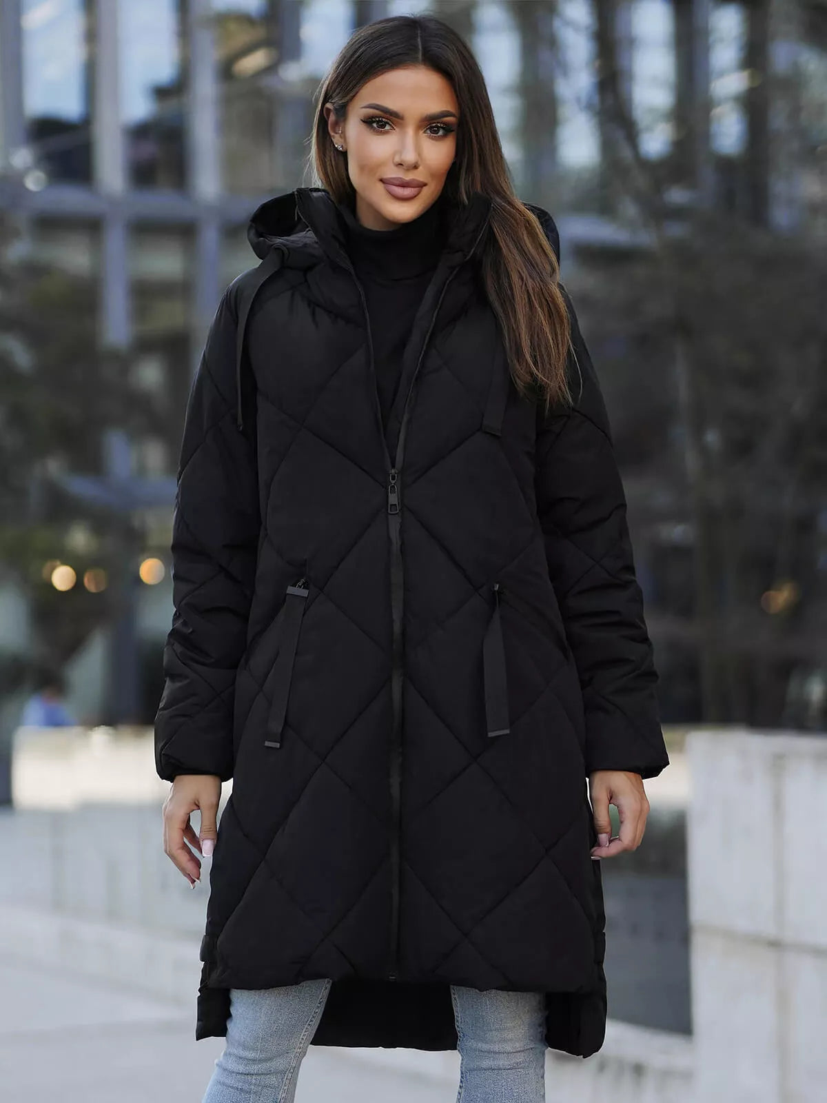 Long black winter jacket Steper