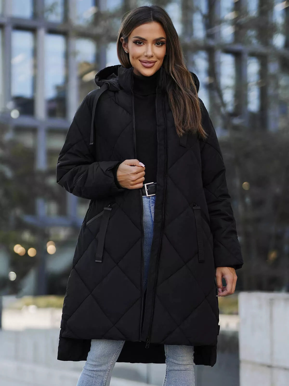 Long black winter jacket Steper