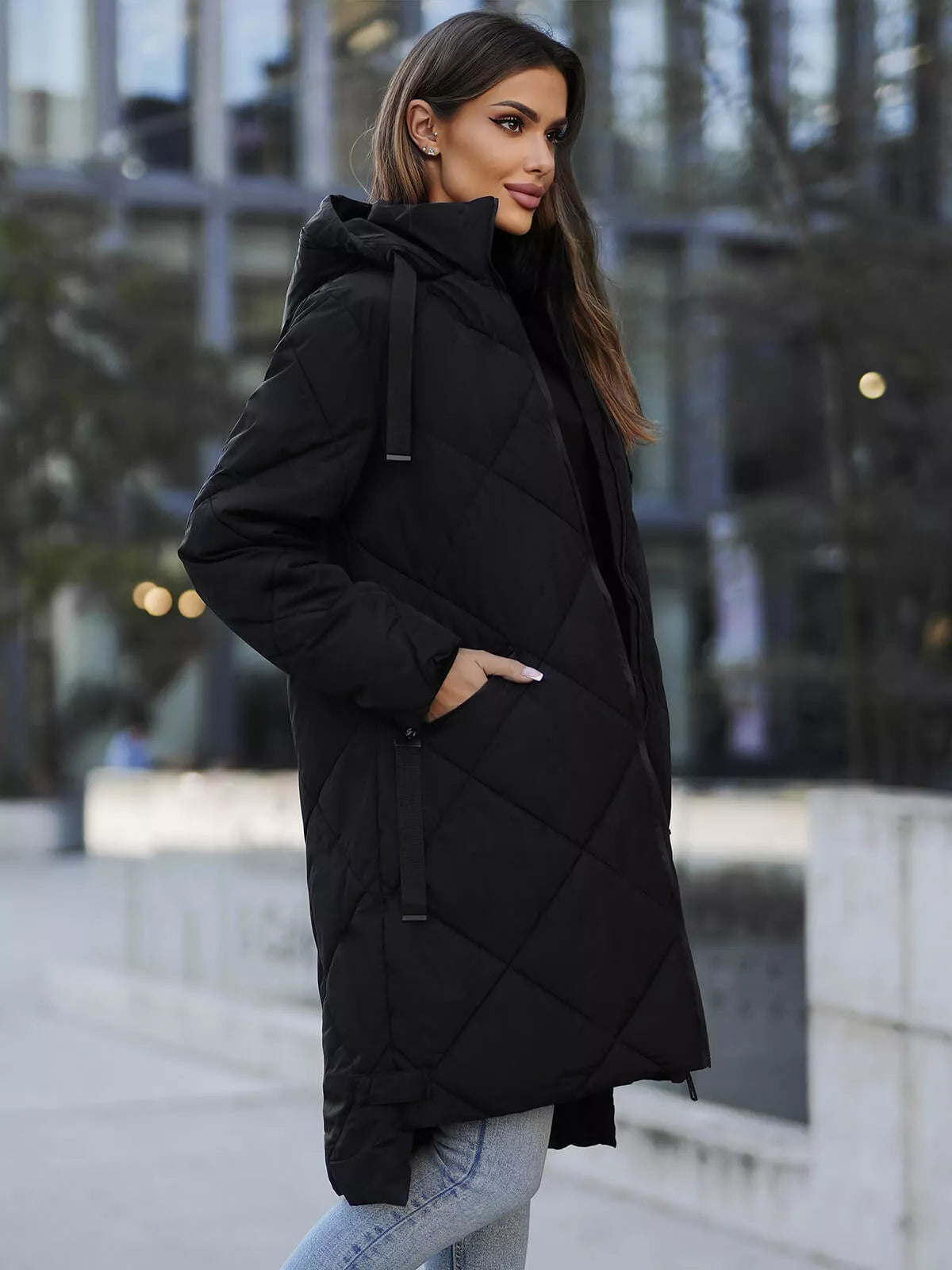 Long black winter jacket Steper