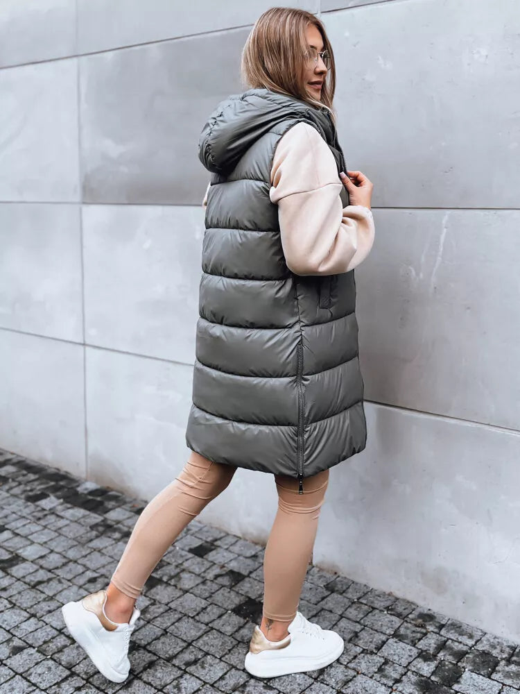 Long gray vest with hood Far