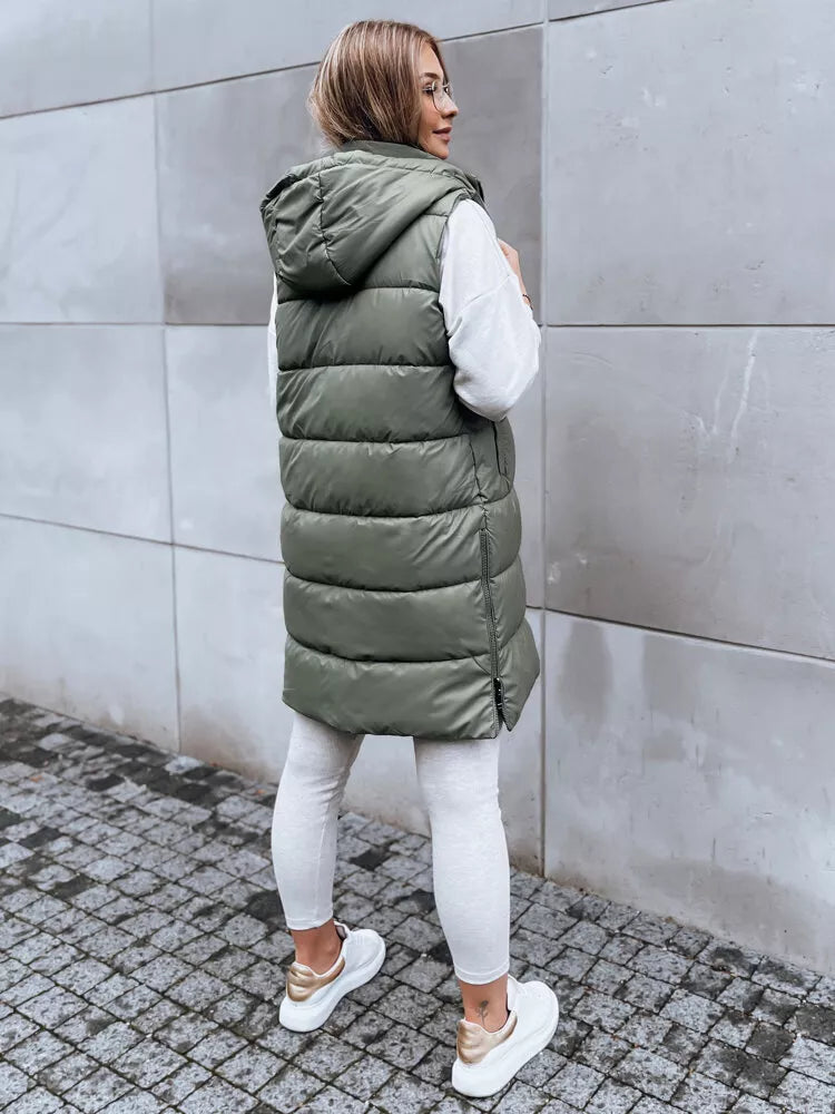 Long green vest with hood Far