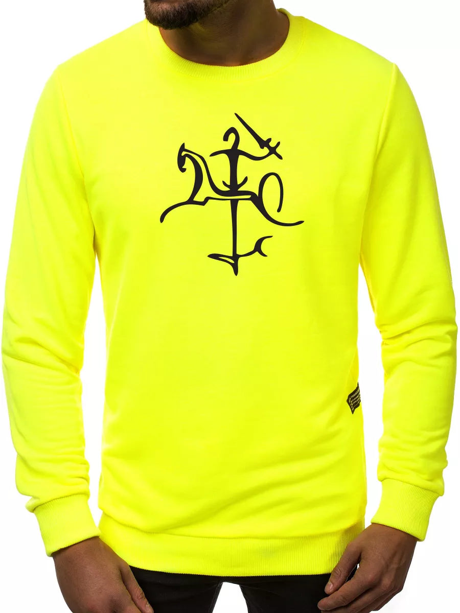Yellow neon men's sweater with Vytis styling