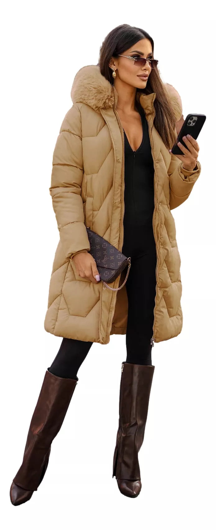 Brown women's winter jacket Gintax