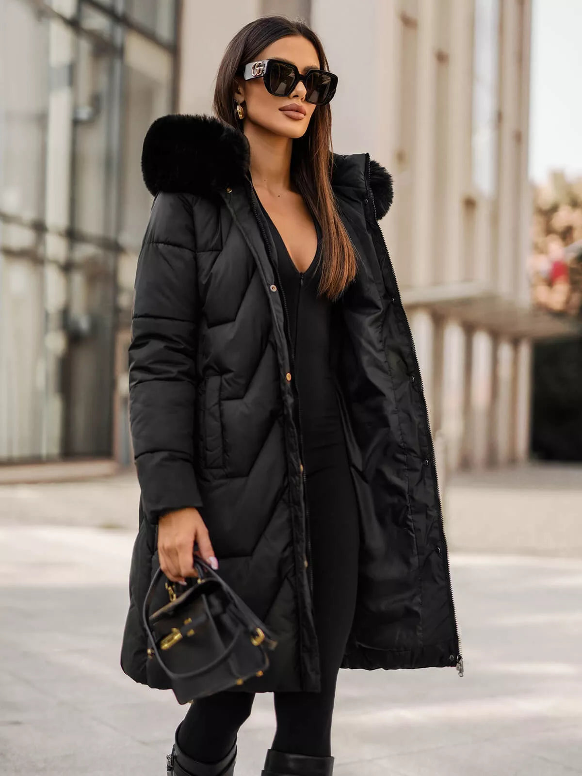 Black women's winter jacket Gintax