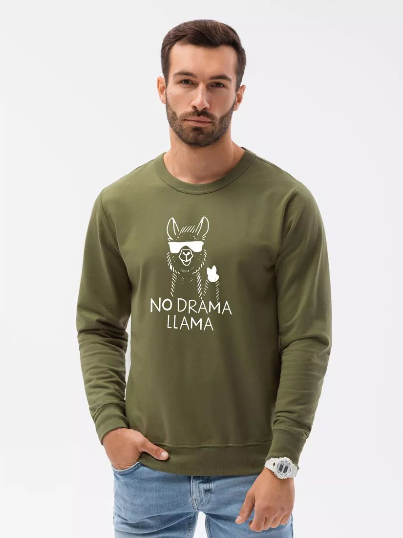 Khaki sweater No drama Llama 