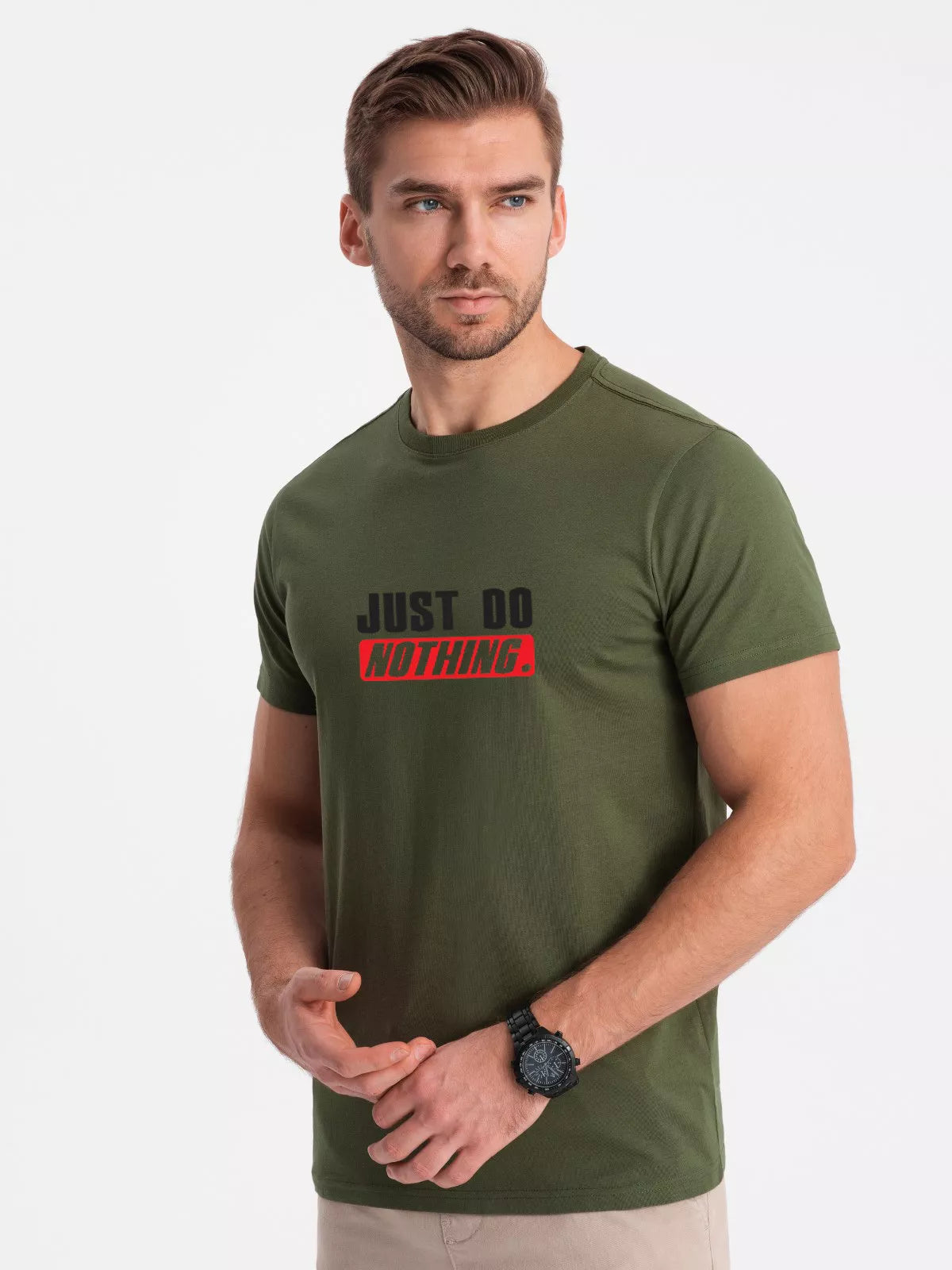Khaki men's T-shirt Just do nothing