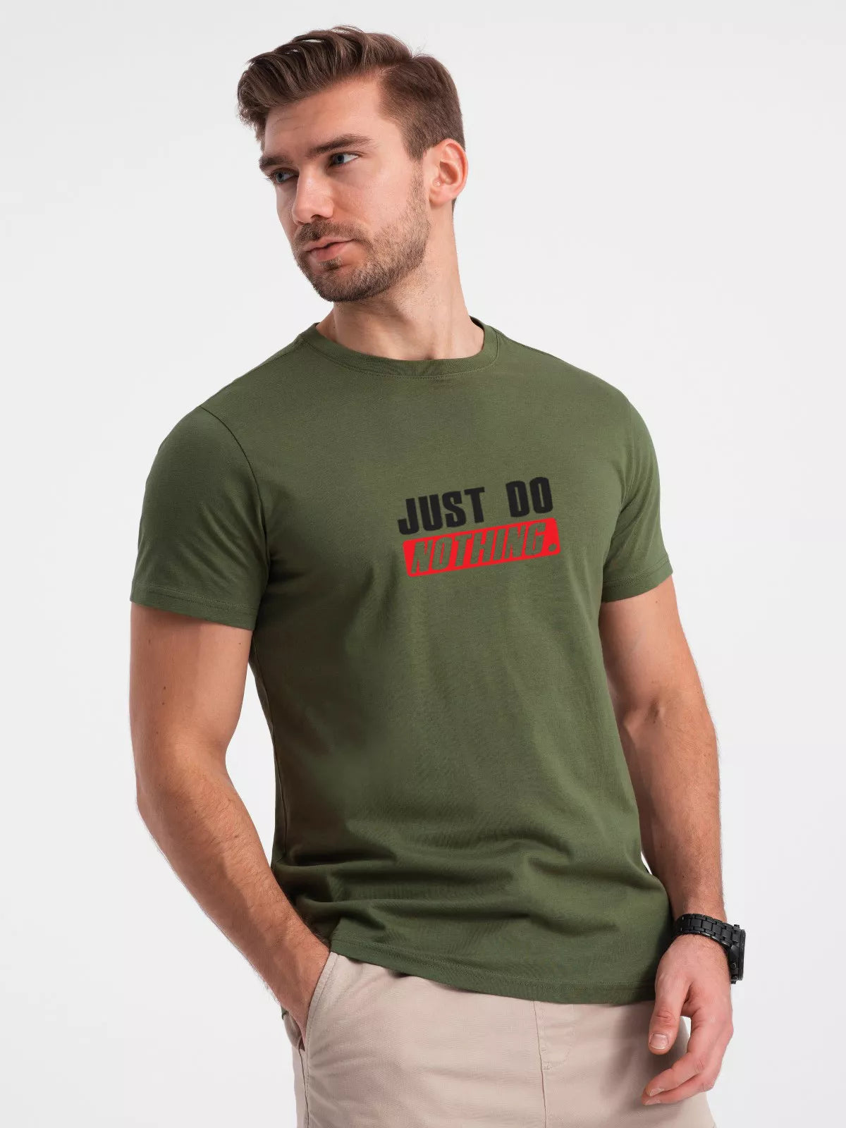 Khaki men's T-shirt Just do nothing