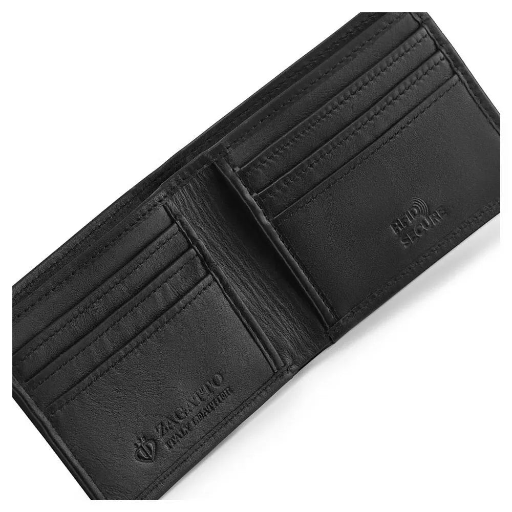Men's wallet made of genuine leather Damian (black with blue) 