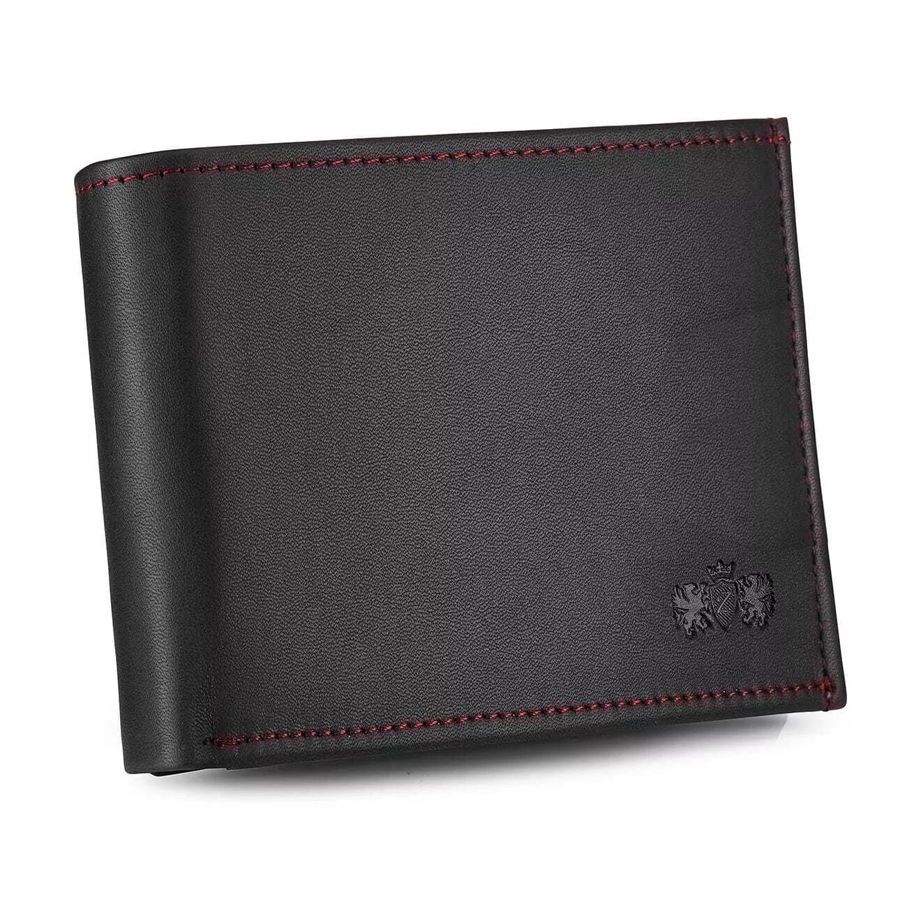 Men's wallet made of genuine leather Damian (black with red) 