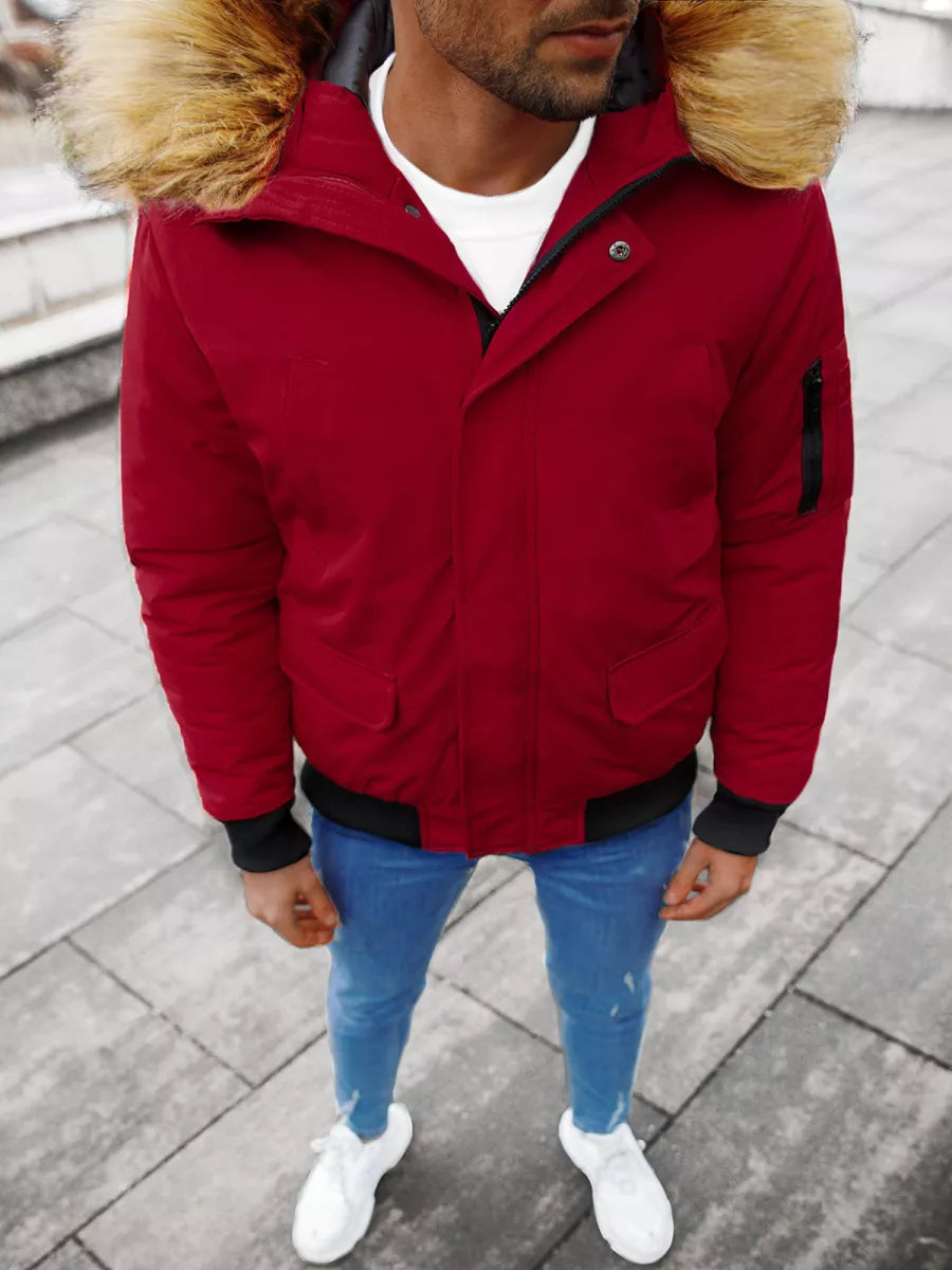 Bomber style winter burgundy men's jacket Lemor