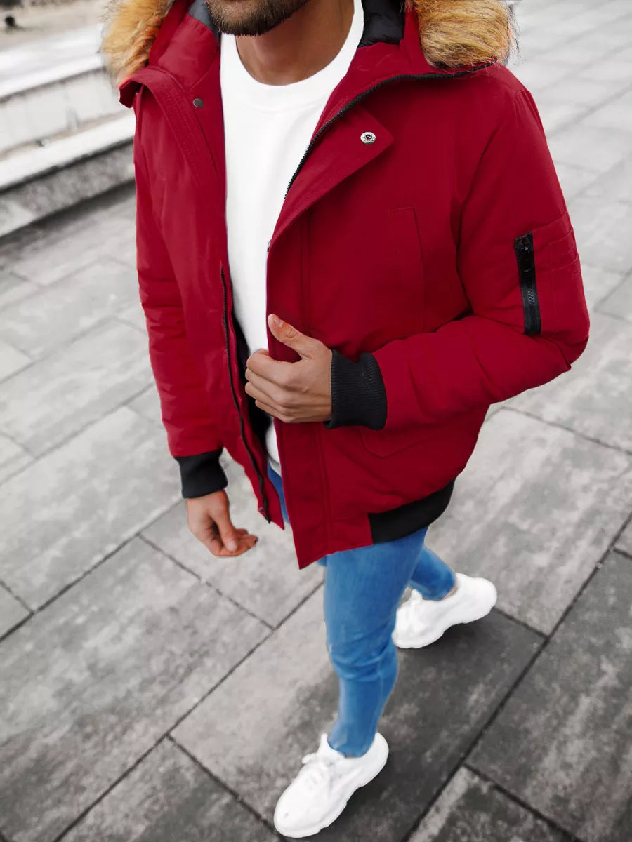 Bomber style winter burgundy men's jacket Lemor