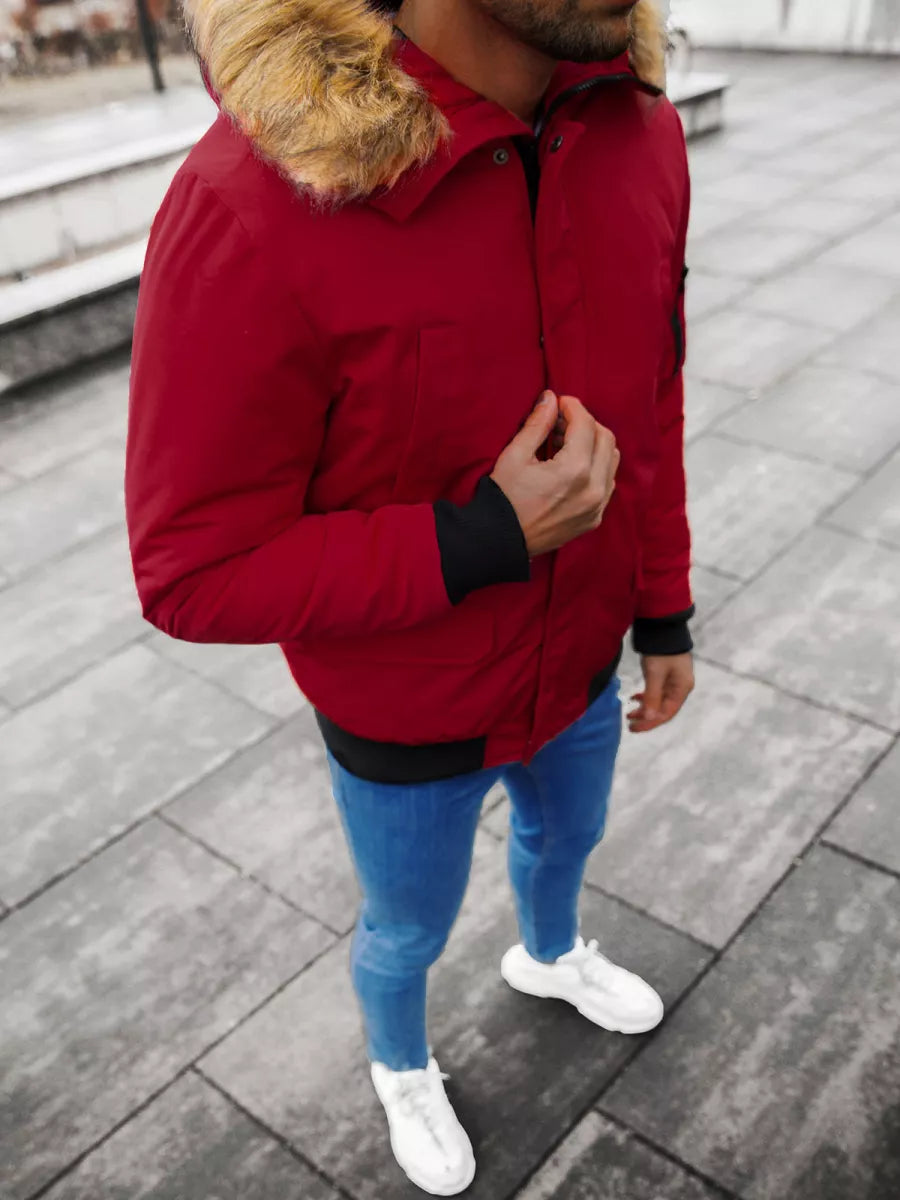 Bomber style winter burgundy men's jacket Lemor