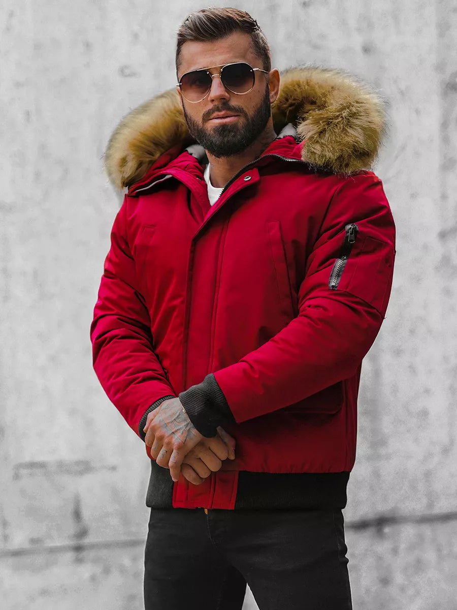 Bomber style winter burgundy men's jacket Lemor