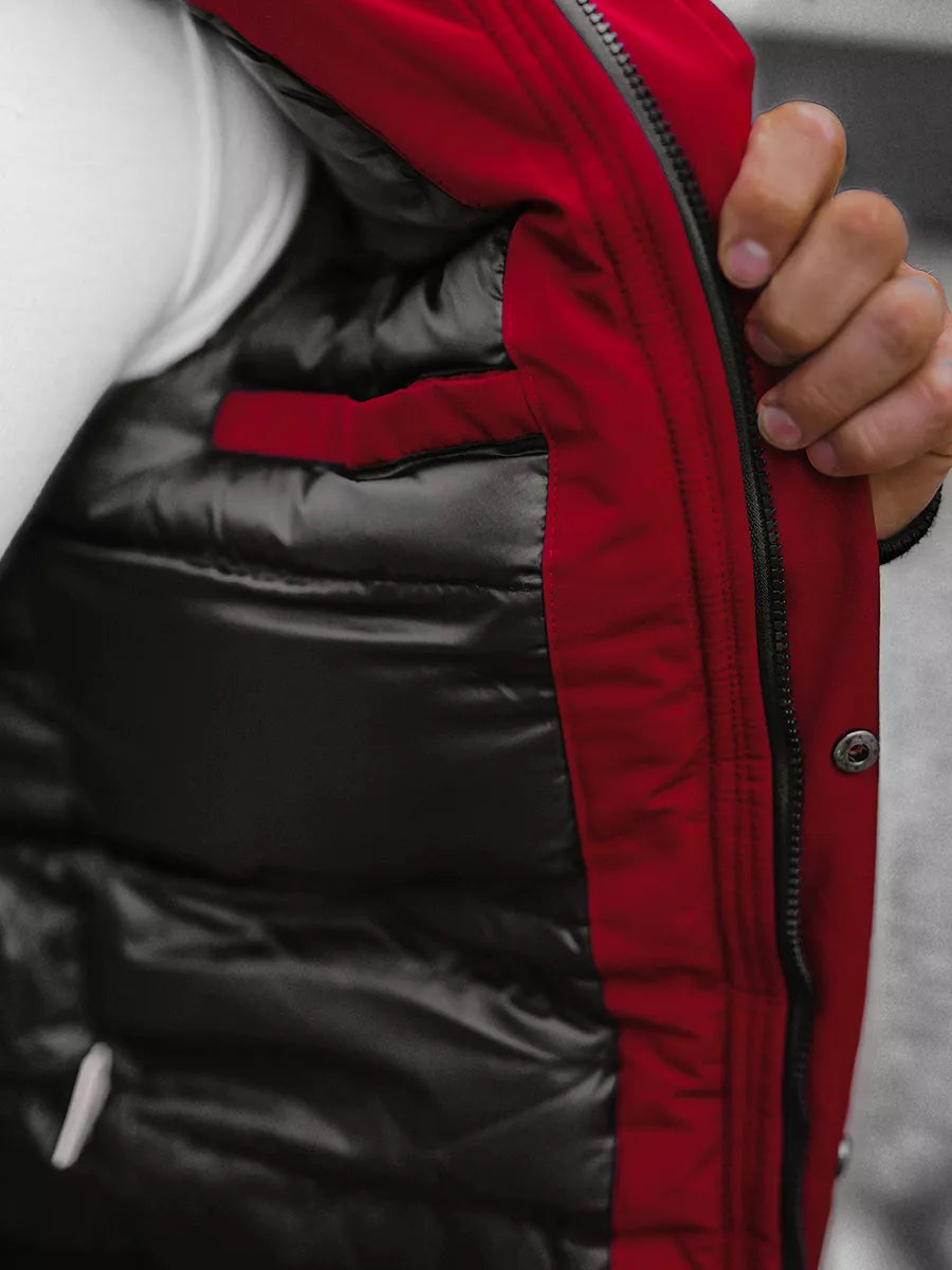 Bomber style winter burgundy men's jacket Lemor