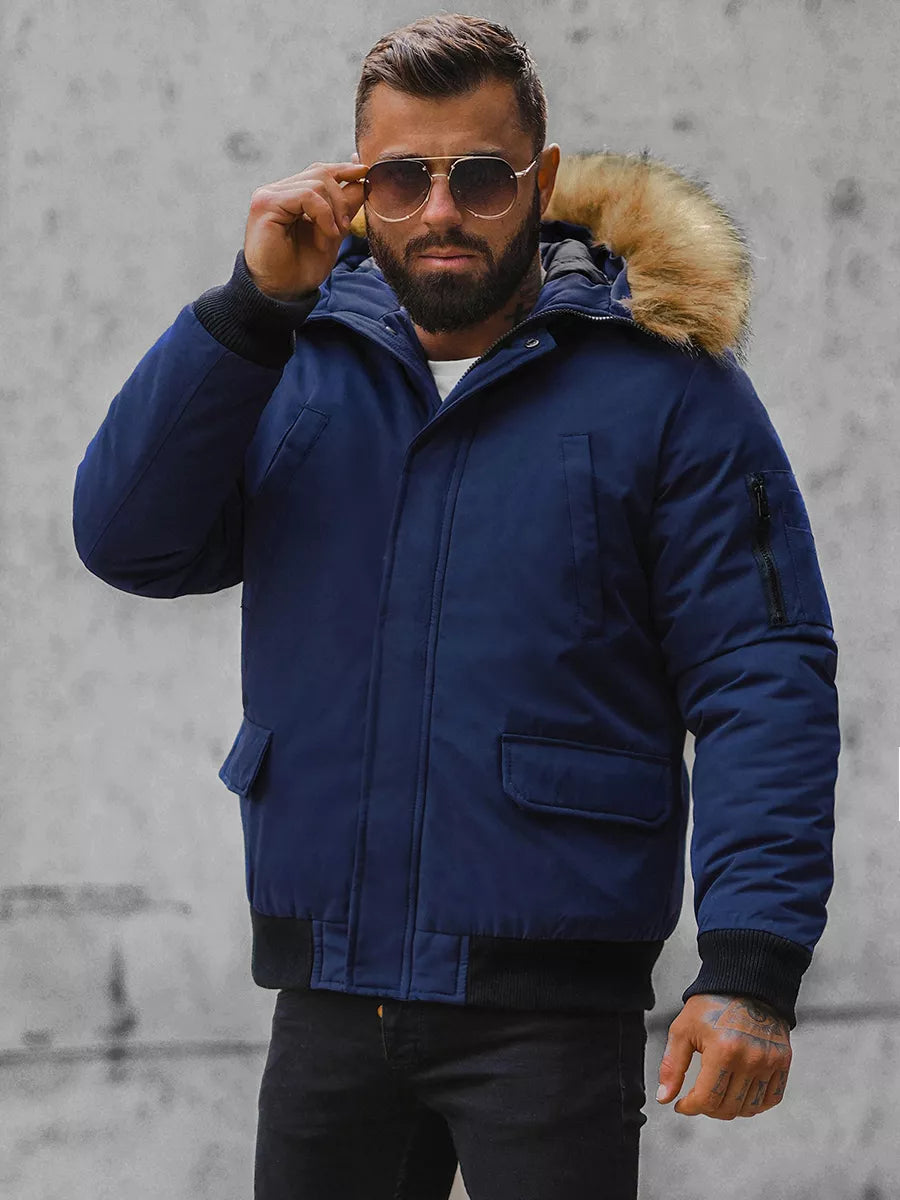 Bomber style winter dark blue men's jacket Lemor